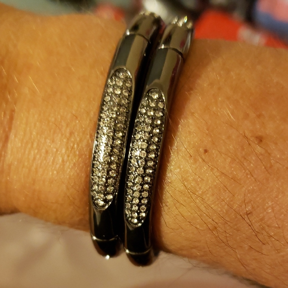 White House Black Market Silver/Black Stretchy Bracelets